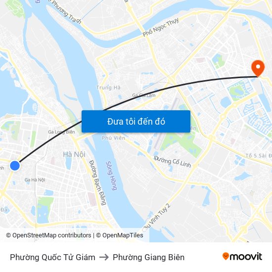 Phường Quốc Tử Giám to Phường Giang Biên map
