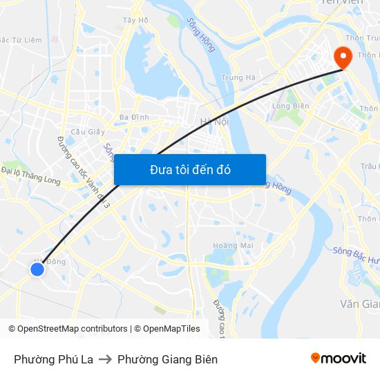 Phường Phú La to Phường Giang Biên map