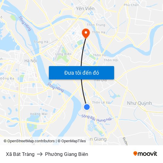 Xã Bát Tràng to Phường Giang Biên map