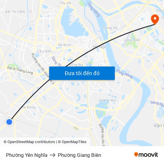 Phường Yên Nghĩa to Phường Giang Biên map