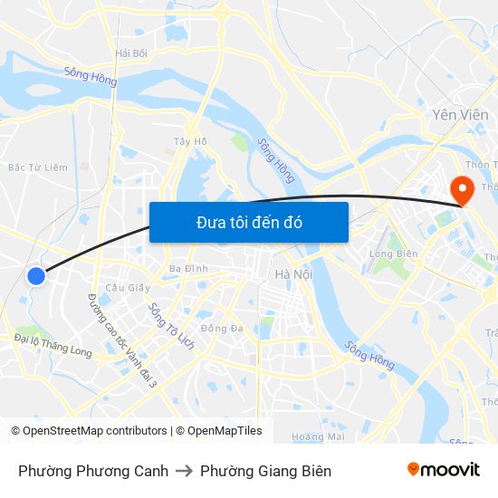 Phường Phương Canh to Phường Giang Biên map