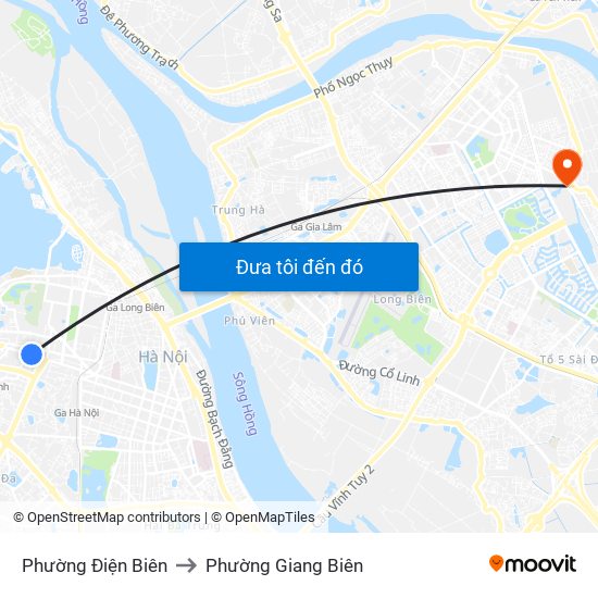 Phường Điện Biên to Phường Giang Biên map