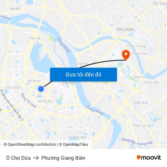 Ô Chợ Dừa to Phường Giang Biên map