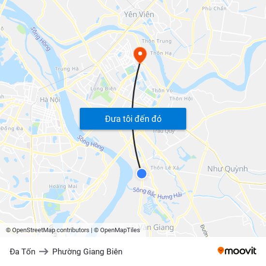 Đa Tốn to Phường Giang Biên map