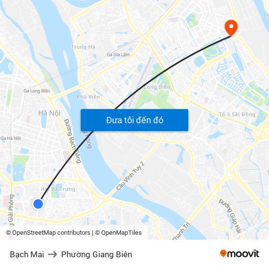Bạch Mai to Phường Giang Biên map