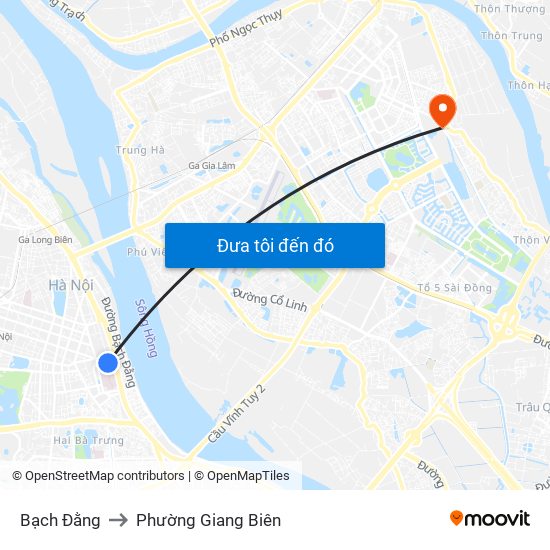 Bạch Đằng to Phường Giang Biên map