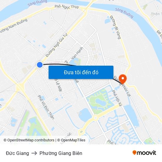 Đức Giang to Phường Giang Biên map