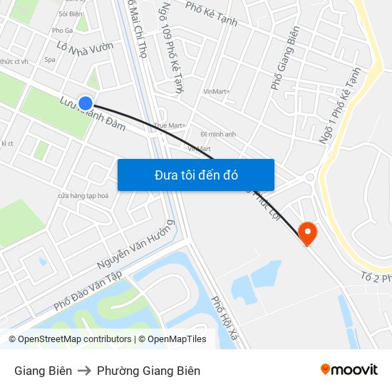 Giang Biên to Phường Giang Biên map