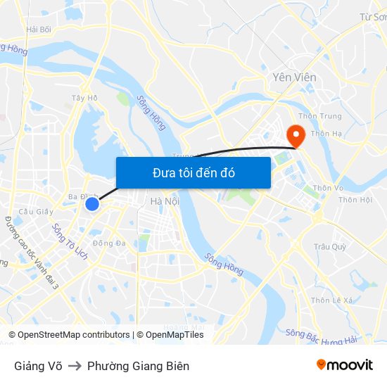 Giảng Võ to Phường Giang Biên map