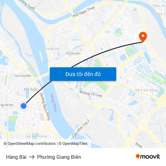 Hàng Bài to Phường Giang Biên map