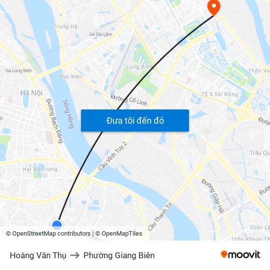 Hoàng Văn Thụ to Phường Giang Biên map