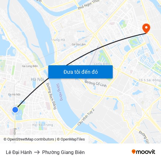 Lê Đại Hành to Phường Giang Biên map