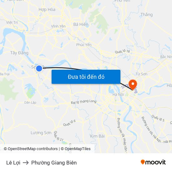 Lê Lợi to Phường Giang Biên map