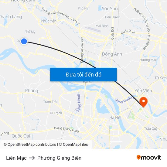Liên Mạc to Phường Giang Biên map