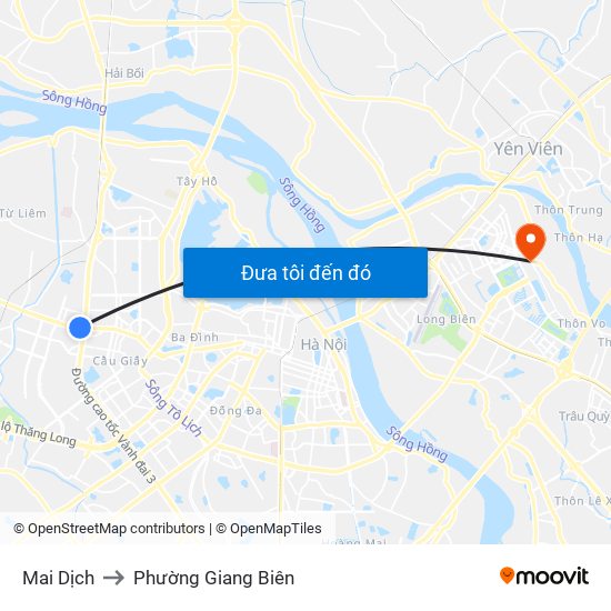 Mai Dịch to Phường Giang Biên map
