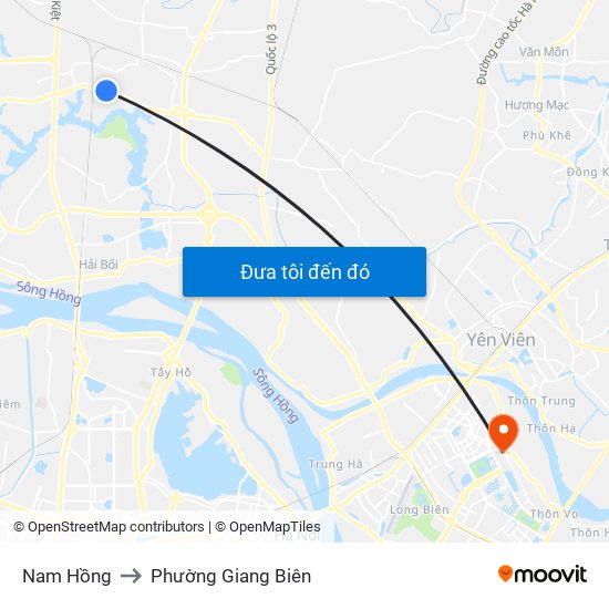 Nam Hồng to Phường Giang Biên map