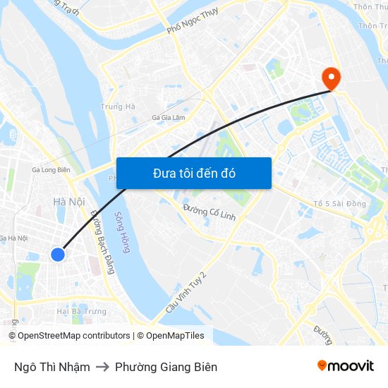 Ngô Thì Nhậm to Phường Giang Biên map