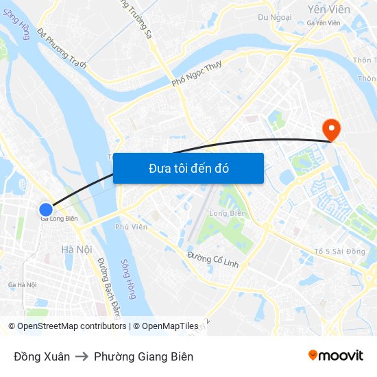 Đồng Xuân to Phường Giang Biên map