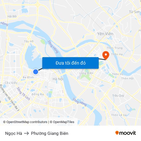 Ngọc Hà to Phường Giang Biên map