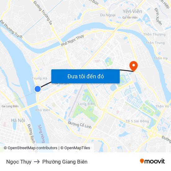 Ngọc Thụy to Phường Giang Biên map