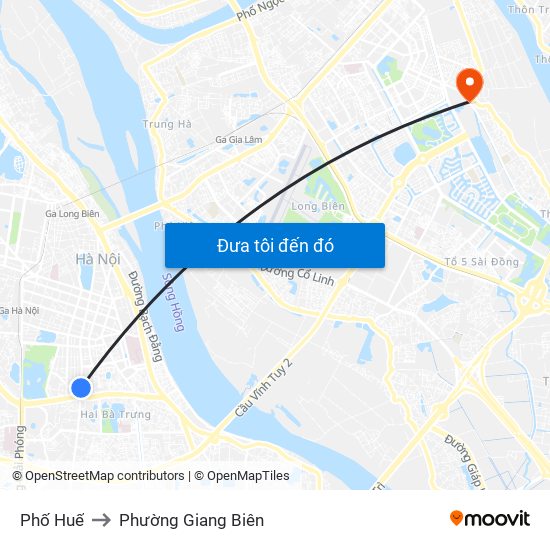 Phố Huế to Phường Giang Biên map