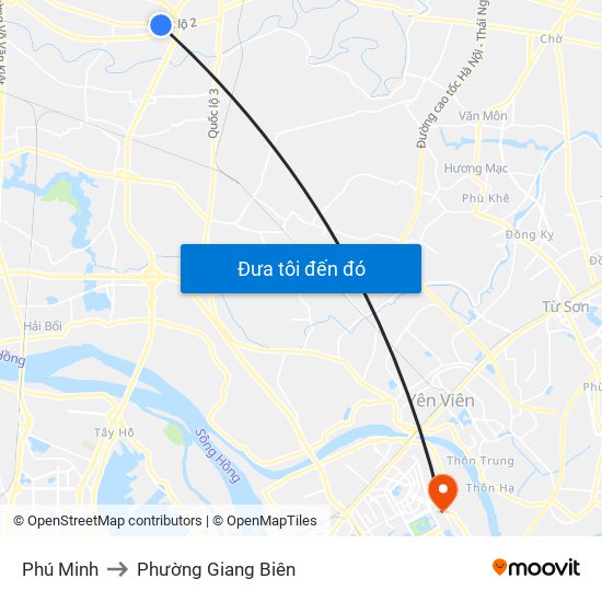 Phú Minh to Phường Giang Biên map