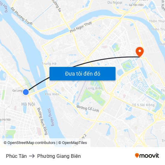 Phúc Tân to Phường Giang Biên map