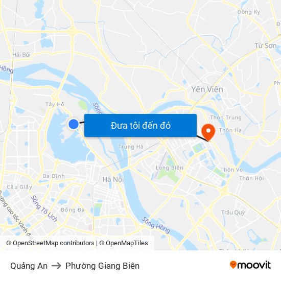 Quảng An to Phường Giang Biên map