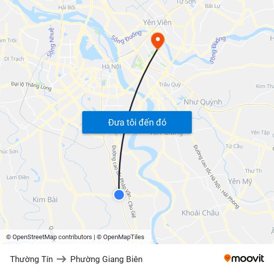 Thường Tín to Phường Giang Biên map