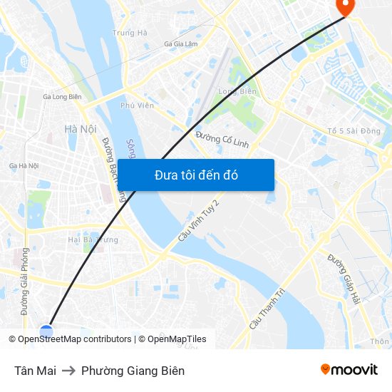 Tân Mai to Phường Giang Biên map