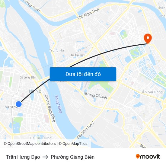 Trần Hưng Đạo to Phường Giang Biên map