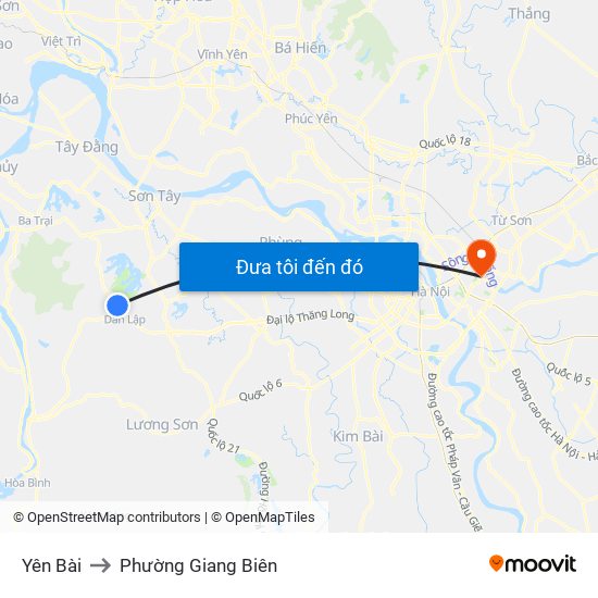 Yên Bài to Phường Giang Biên map