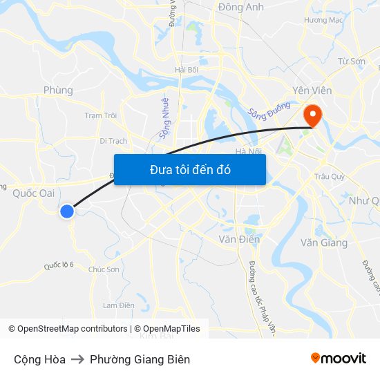 Cộng Hòa to Phường Giang Biên map