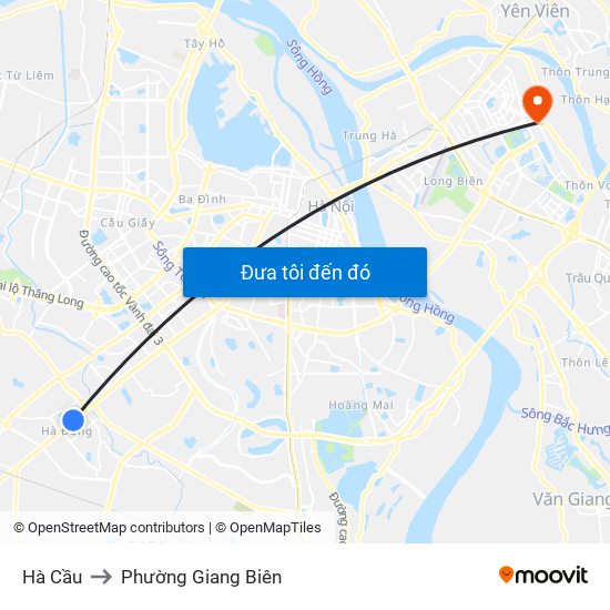 Hà Cầu to Phường Giang Biên map