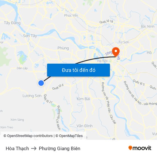Hòa Thạch to Phường Giang Biên map