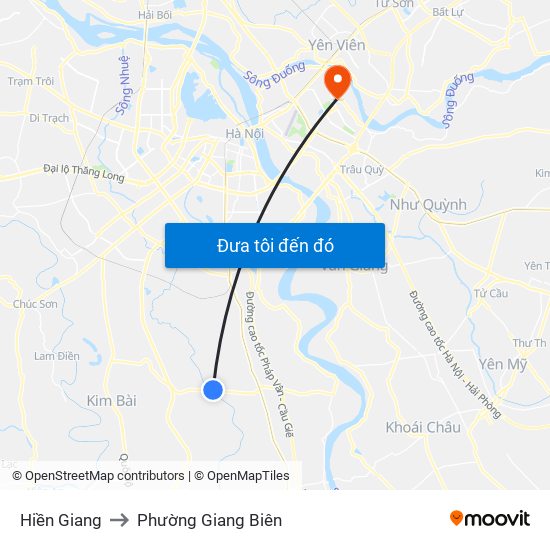 Hiền Giang to Phường Giang Biên map