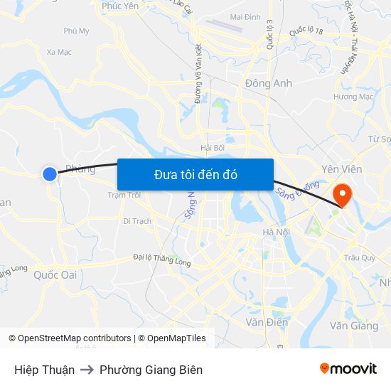 Hiệp Thuận to Phường Giang Biên map