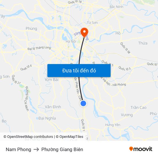 Nam Phong to Phường Giang Biên map