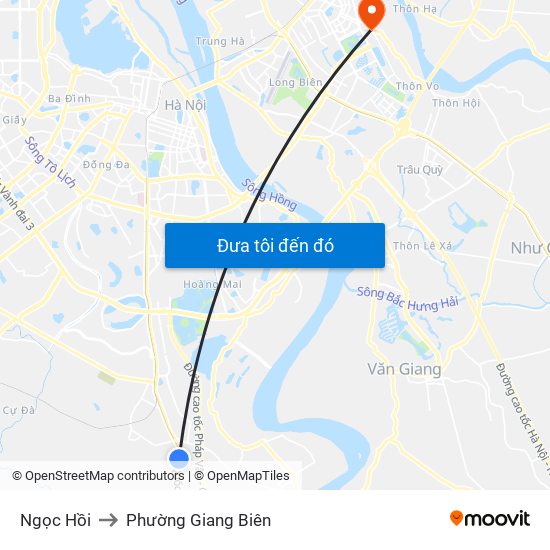 Ngọc Hồi to Phường Giang Biên map