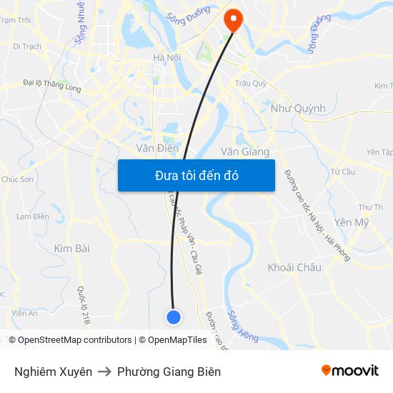 Nghiêm Xuyên to Phường Giang Biên map