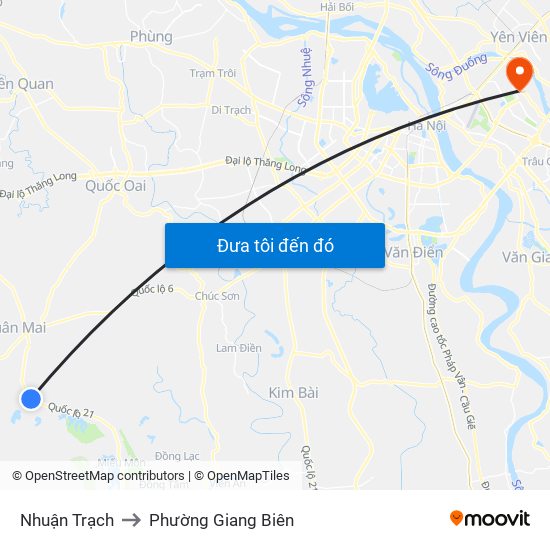 Nhuận Trạch to Phường Giang Biên map