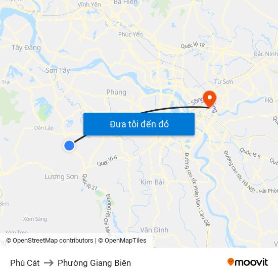 Phú Cát to Phường Giang Biên map