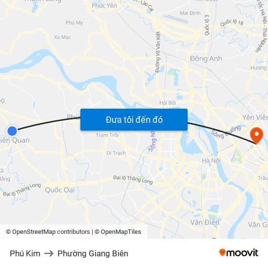 Phú Kim to Phường Giang Biên map