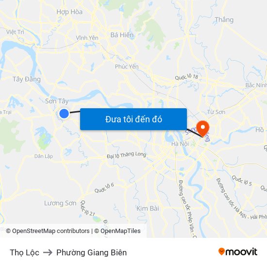 Thọ Lộc to Phường Giang Biên map