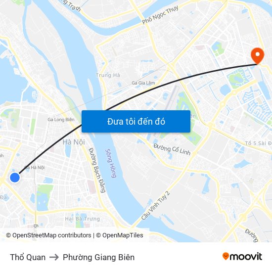 Thổ Quan to Phường Giang Biên map