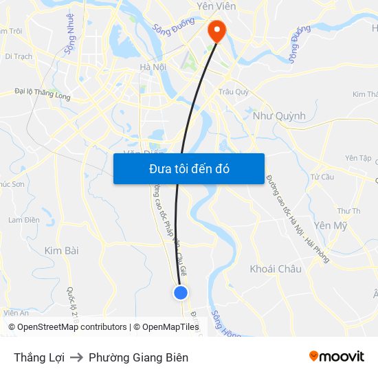 Thắng Lợi to Phường Giang Biên map