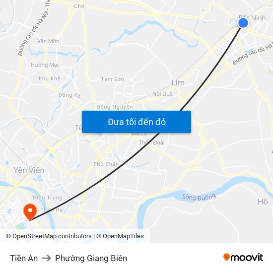 Tiền An to Phường Giang Biên map