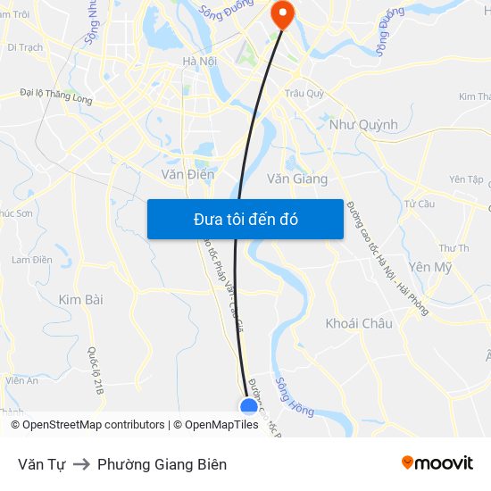 Văn Tự to Phường Giang Biên map