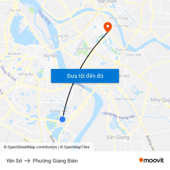 Yên Sở to Phường Giang Biên map