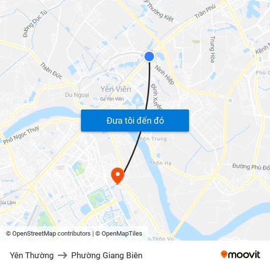 Yên Thường to Phường Giang Biên map